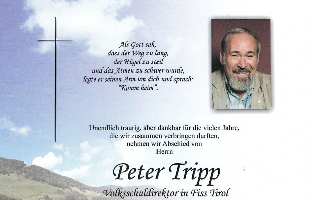 Mitteilung über das Ableben von Peter Tripp